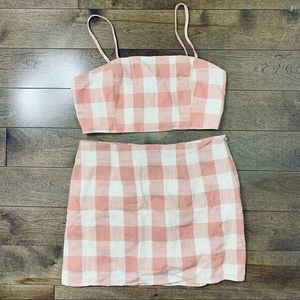 Pink and white two piece gingham set